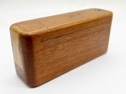 VINTAGE WOODEN WOOD PUZZLE BOX STORAGE SMALL SLIDE OVER TOP - Picture 7 of 10