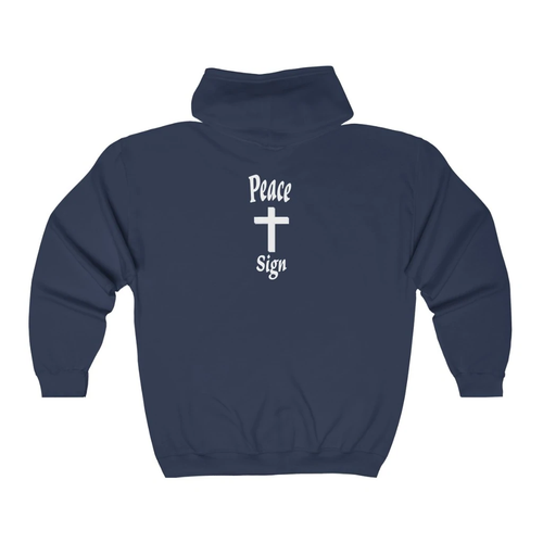 Heavy Blend™ Full Zip Hooded Sweatshirt "Peace Sign" on back of Hoodie - Picture 24 of 26