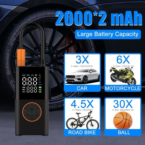 150 PSI Air Compressor Tire Inflator Fits Car Moto Bike Tires Air Pump Portable - Picture 7 of 10
