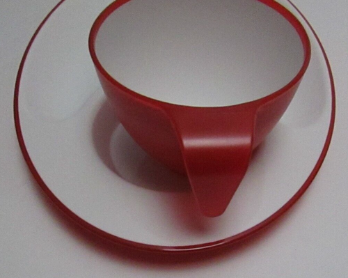 Vintage Ikea Red Cup and Plate Set by Johanna Jelnik - Picture 4 of 7