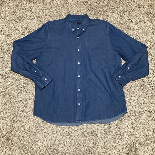 GAP Herren Hemd mit Knopfleiste Chambray Denim Style Größe XL Langarm Indigo Twill
