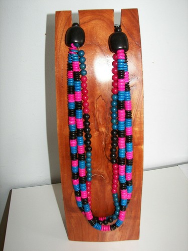 Set bunte Vintage tropische Hawaii Halskette & französische Haken Ohrringe - Bild 5 von 6