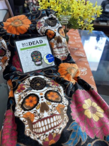Tag der Toten Dia de los Muertos Plüsch übergroße Decke 60" x 70" Neu mit Etikett