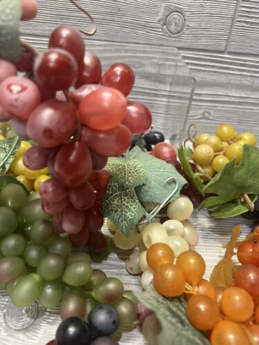 Lotto frutta plastica vintage gomma uva arancione verde rosso viola ciotola riempitivo MCM - Foto 6 di 8