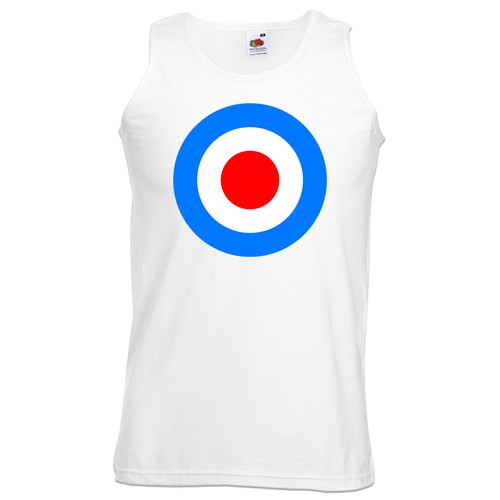 Mens Mod 60's Music Subculture Mods Vest - Regalo Tank Top Target Stampato - Foto 5 di 8