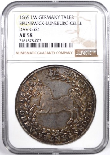 1665 LW DEUTSCHLAND BRAUNSCHWEIG-LÜNEBURG-CELLE DAV-6521 TALER NGC AU 58 - Bild 1 von 2
