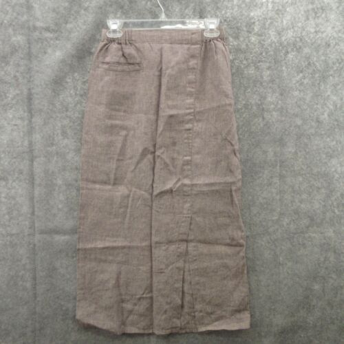 FLAX Designs Women's Straight Midi Skirt P Mauve 100% Linen Front Pocket New