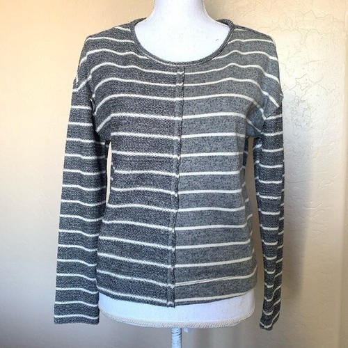 New Anthropologie XS Devin Texture Stripe Sweatshirt $68 - Picture 2 of 5