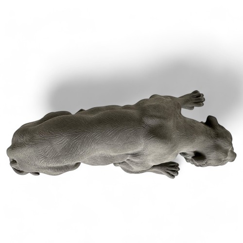 Tiger auf Füßen Tischskulptur aus Marmor Farbe Rauch Made in Italy H 12cmx32cm - Bild 9 von 11