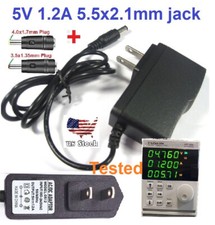 Tested 5V 1.2A AC/DC Adapter Power Supply Charger with 5.5x2.1mm 2 DC Plug Tips
