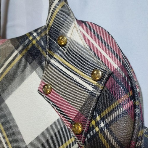 VIVIENNE WESTWOOD Yasmine Tartan Check Hand Bag White×Red×Green Made in Italy - Bild 3 von 24