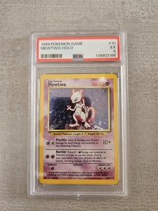 Pokémon Mewtwo Holo Card Base Set 10/102, 1999 Wizards Rare Holo Card PSA 5