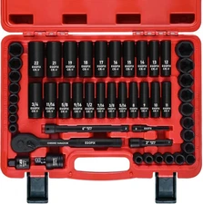 3/8 In. 50 Piece Milwaukee 6 Point Impact Socket Ratchet Drive and Metric Set