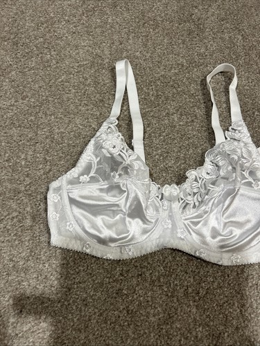 Naturana Womens Satin & Lace Full Cup Everyday Bra Wired Floral White 36B - Picture 5 of 11
