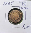 KEY DATE 1869 INDIAN HEAD CENT PENNY LOT (VG. DETAIL)
