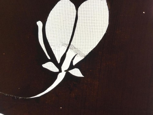 Antique Japanese Katagami Kimono Paper Stencil Winding Floral Bouquet 4Y563 - Picture 10 of 10