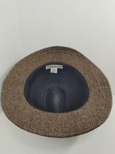 Men's London Fog Brown Tan Herringbone Tweed Fedora 100% Wool sz Med Vintage - Picture 9 of 10