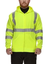 RefrigiWear HiVis Sweatshirt - High-Visibility Lime Insulated Work Hoodie MED