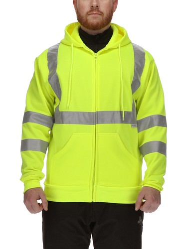 RefrigiWear HiVis Sweatshirt - High-Visibility Lime Insulated Work Hoodie MED - Picture 1 of 11