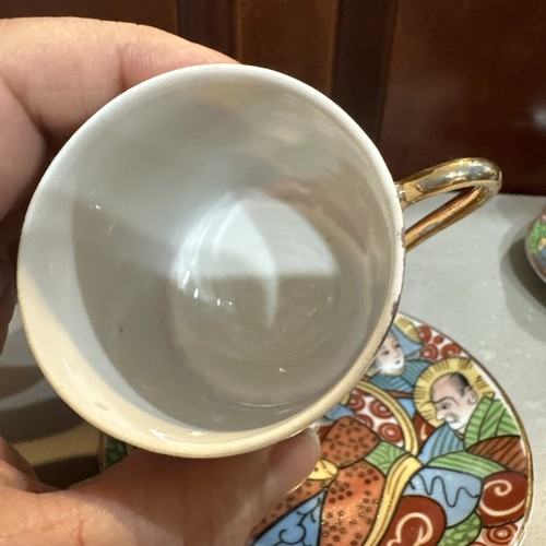 Vintage 4 Teacups And Saucers Lithophane Geisha Japanese Porcelain Rare - Picture 9 of 24