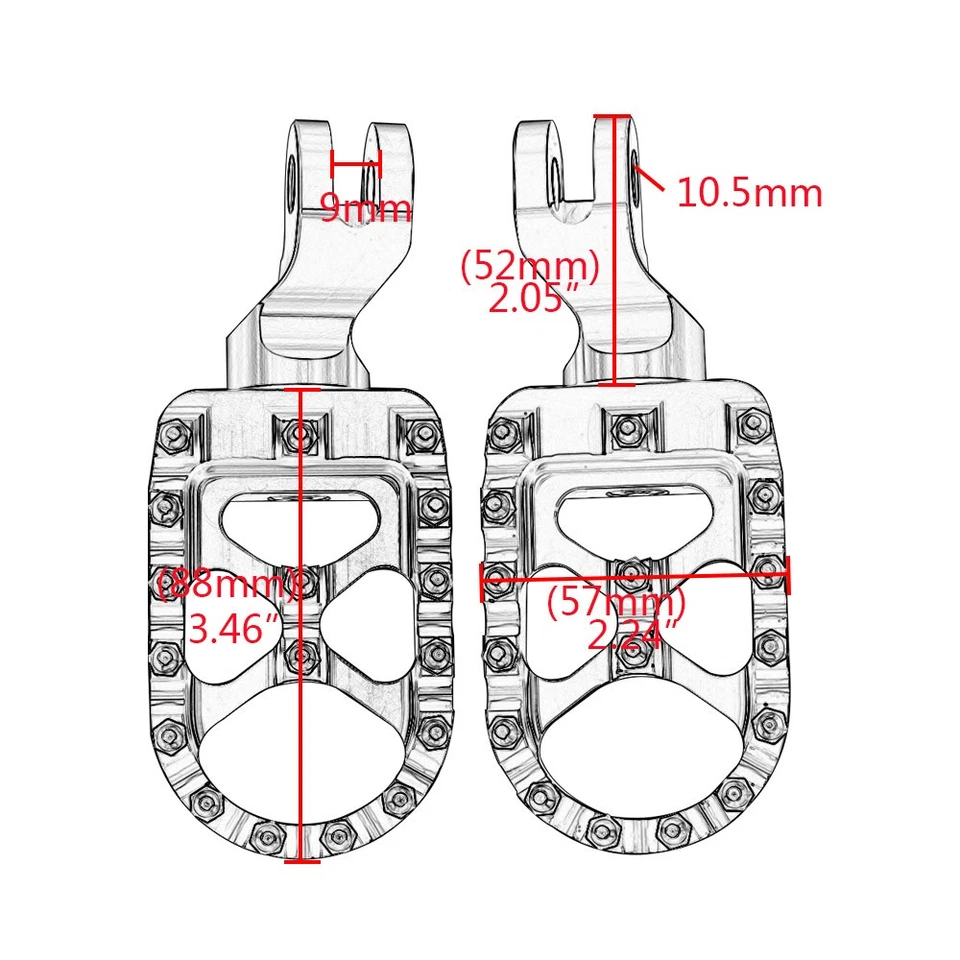 Front Driver MX Style Wide Foot Pegs Footrests For Triumph Bonneville T100 01-15 - Image 2 of 4