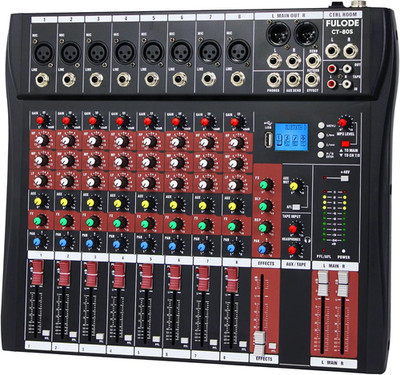 Audio Mixer 8 Channel, CT-80S Professional Sound System Mixer Board DJ Mixing Co