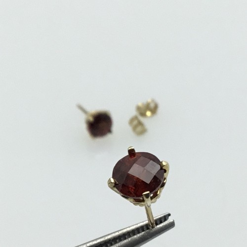 14KY Spessartine Garnet Earrings 2.45 CTW 6mm Round Butterfly Detail - Picture 7 of 8