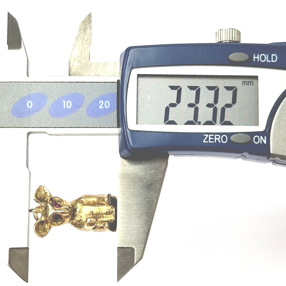 Colgante Koala Oro 9ct Piedras Rubí Dije Vintage Sello 23.3mm Alto 6.3g Foto 3 de 4