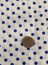 Fabric Blue White Polka Dot Quilting Craft 1 yard 45" 100 cotton Lightweight