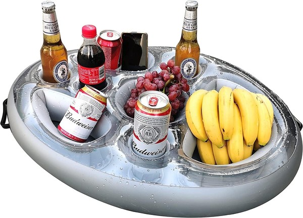 Aufblasbarer GeträNkehalter 2 In 1 Schwimmend FüR Pool Mit 8 LöChern Sommer Spaß-image