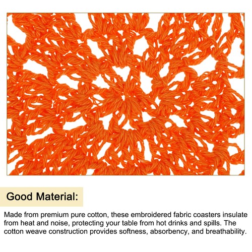 Stoff Untersetzer, 4 Stück 4" - Baumwolle gewebt Häkeln Stickerei Tasse Teppich (Orange) - Bild 4 von 5