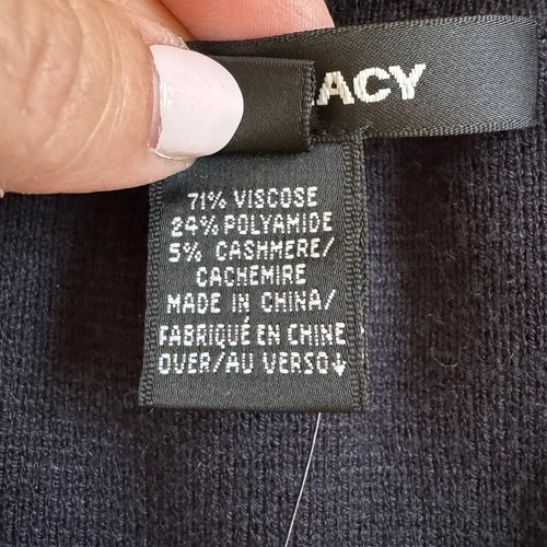 Ellen Tracy Cashmere Blend Beaded Sweater Jacket NWT NEW Size XL Navy Blue Soft - Picture 7 of 12