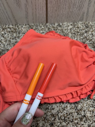 Shade & Shore Red/Orange Bikini Top w/ Ruffles. Size: L (12-14). - Afbeelding 21 van 21