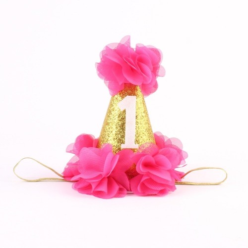 1st Pet Birthday Cone Hat Dogs Cats Holiday Party Hat Headwear Costume with F...