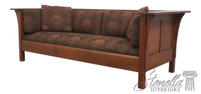 73003: STICKLEY Mission Oak Arts & Crafts Tulip Upholstery Sofa