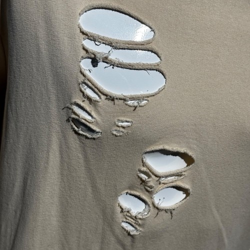 Topman Men’s Hooded Sweatshirt Off White Multiple Hole’s Distressed Look Size: L - Picture 9 of 21