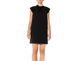 2000S GUCCI Black Wool Sleeveless Cocktail Dress With Asymmetrical Gathered