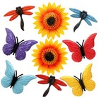9 Pack Metal Sunflowers Wall Decor, Garden Flower Wall Art Decorations, 