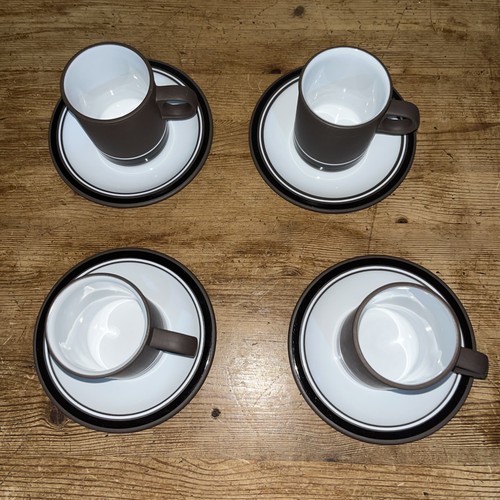 Hornsea Contrast Set Of 4 Espresso Small Coffee Cups & Saucers Matte Brown - Picture 2 of 6