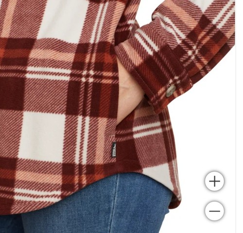 Eddie Bauer Womens Microfleece Plaid Flannel Shirt Button Up Brown Size XXL NWT - Picture 4 of 7
