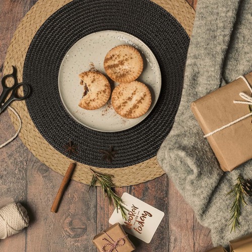Round Braided Placemats Set of 6 Table Mats 15 Inches Washable Heat Resistant... - Picture 5 of 7