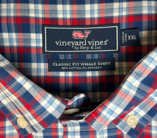 Vineyard Vines XXL kariertes klassisches Fit Walhemd Logo Knopfleiste für Herren neu ohne Etikett - Bild 5 von 8