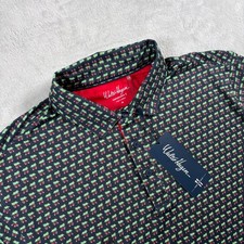 Walter Hagen Performance 11 Polo Shirt Mens Medium Navy Holiday Golf Cart Print