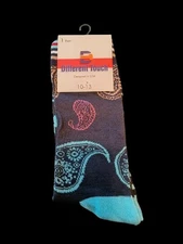 Men's Different Touch Blue Paisley Novelty Dress Socks Size 10-13 Brand New!