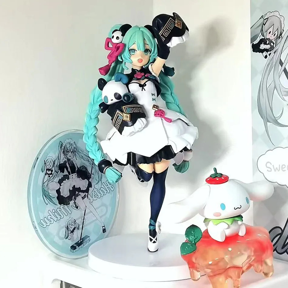 Hatsune Miku Desktop Cute Action Figure 18cm Neko T-Shirt Ver. Anime Figurine