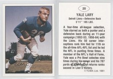 1981 TCMA Greats Yale Lary #20 HOF