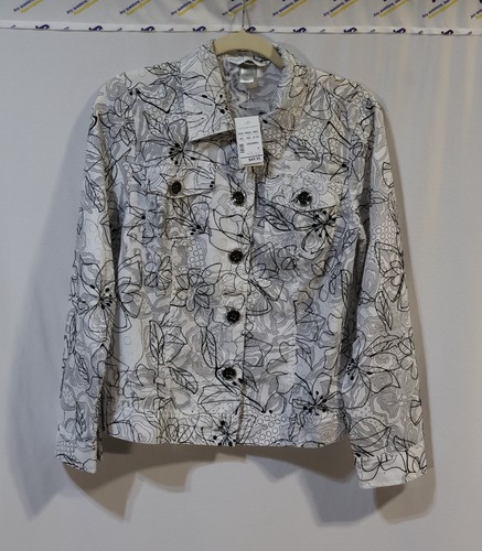 Giacca Christopher & Banks bianca/nera stampa fiori bottoni taglia S - Foto 1 di 6