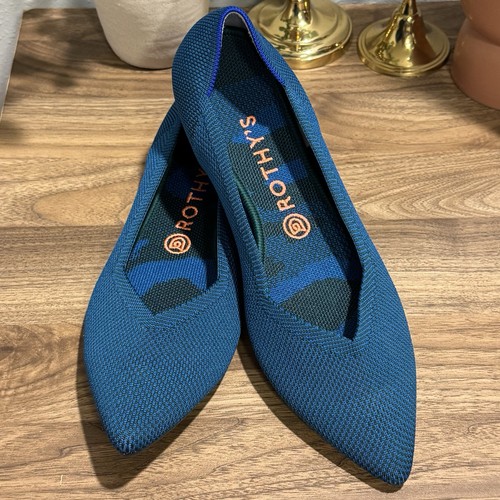 Rothy's Größe 10 selten türkisblau The Point flach bequem lässig Alltag Slipper - Bild 7 von 7