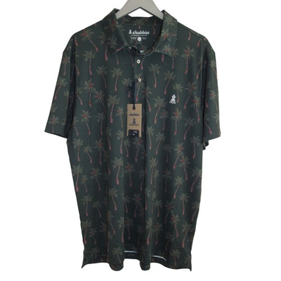 #ad NWT Chubbies The Range Polo Shirt Palms Sz XL Green $29.75