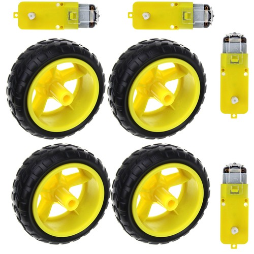 4* Smart Robot Car Plastic Tire Tyre Wheel +4* 6V Gear Motor Set For ...